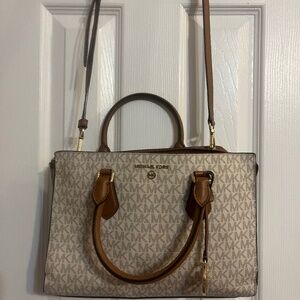 Michael Kors Brown and White Satchel